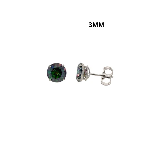 14K Gold GRA Certified D-VVS1 Rainbow Green Moissanite Push Back Studs Earrings