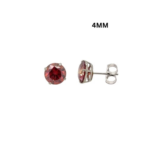 14K Gold GRA Certified D-VVS1 Watermelon Red Moissanite PushBack Studs Earrings