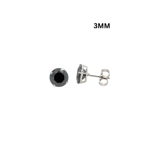 Gold 14K GRA Certified D-VVS1 Round Black Moissanite Push Back Studs Earrings