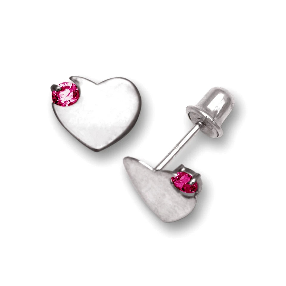 14K Yellow & White Gold Heart Shaped Screw back classic Earrings for Women