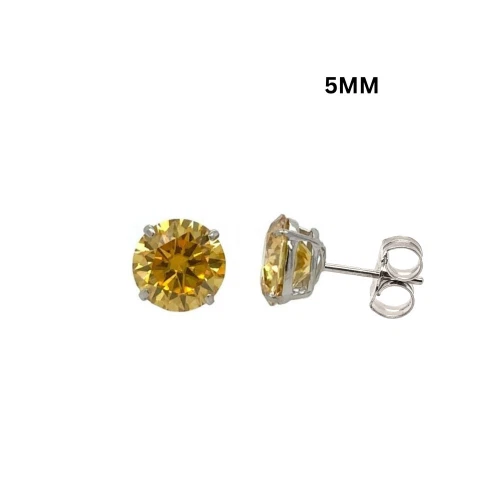 14K Gold Certified GRA D-VVS1 Round Moissanite Push Back Studs Earrings