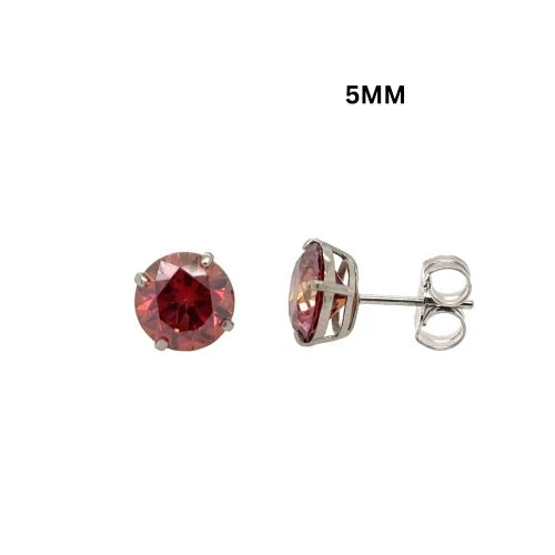 14K Gold GRA Certified D-VVS1 Watermelon Red Moissanite PushBack Studs Earrings
