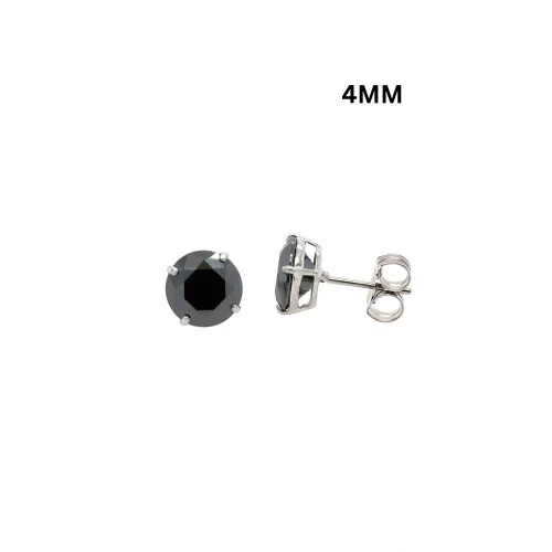Gold 14K GRA Certified D-VVS1 Round Black Moissanite Push Back Studs Earrings