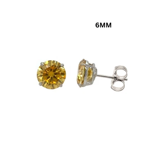 14K Gold Certified GRA D-VVS1 Round Moissanite Push Back Studs Earrings