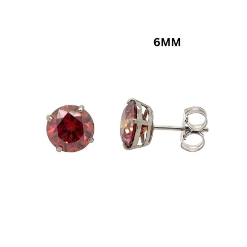 14K Gold GRA Certified D-VVS1 Watermelon Red Moissanite PushBack Studs Earrings