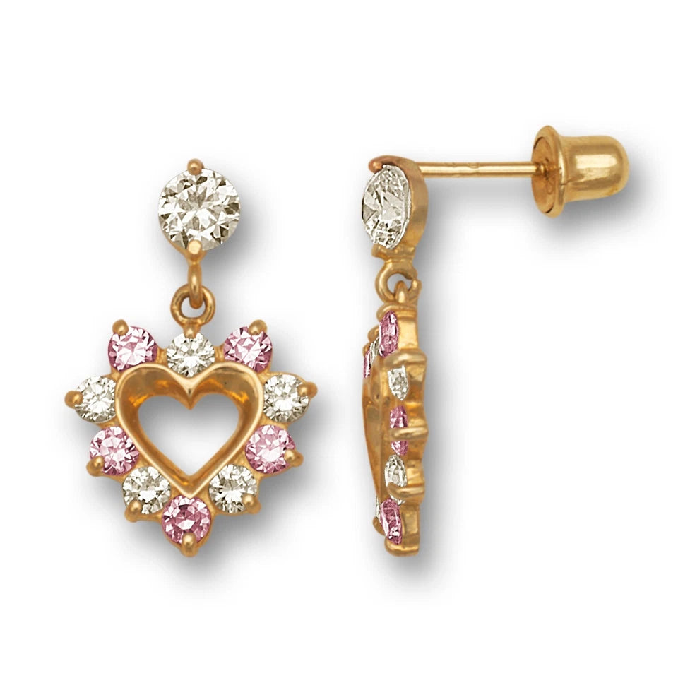 14K Yellow & White Gold Heart Shape Earring for Women