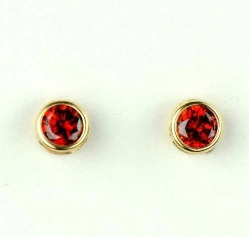 14K Round Bezel Set 4mm Yellow Gold Birthstone Earrings