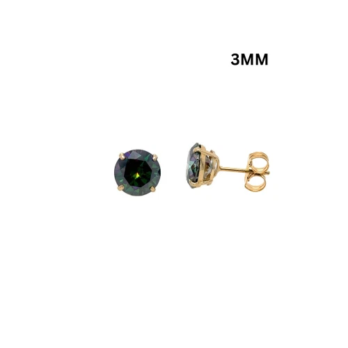 14K Gold GRA Certified D-VVS1 Rainbow Green Moissanite Push Back Studs Earrings