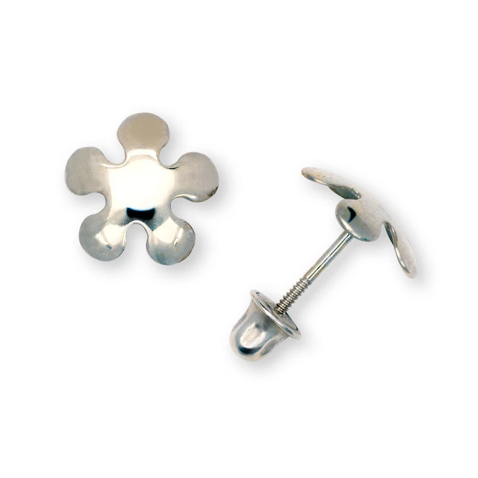 14K Yellow & White Gold Flower Shaped Pretty Earrings for Women