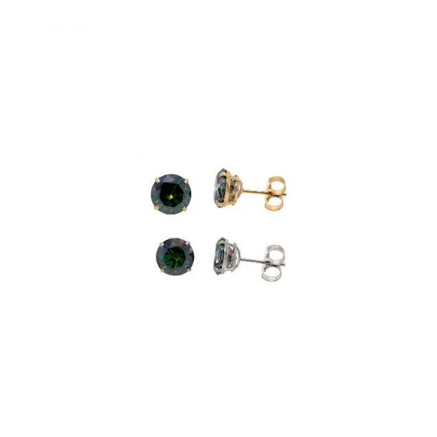 14K Gold GRA Certified D-VVS1 Rainbow Green Moissanite Push Back Studs Earrings