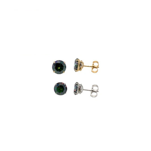 14K Gold GRA Certified D-VVS1 Rainbow Green Moissanite Push Back Studs Earrings