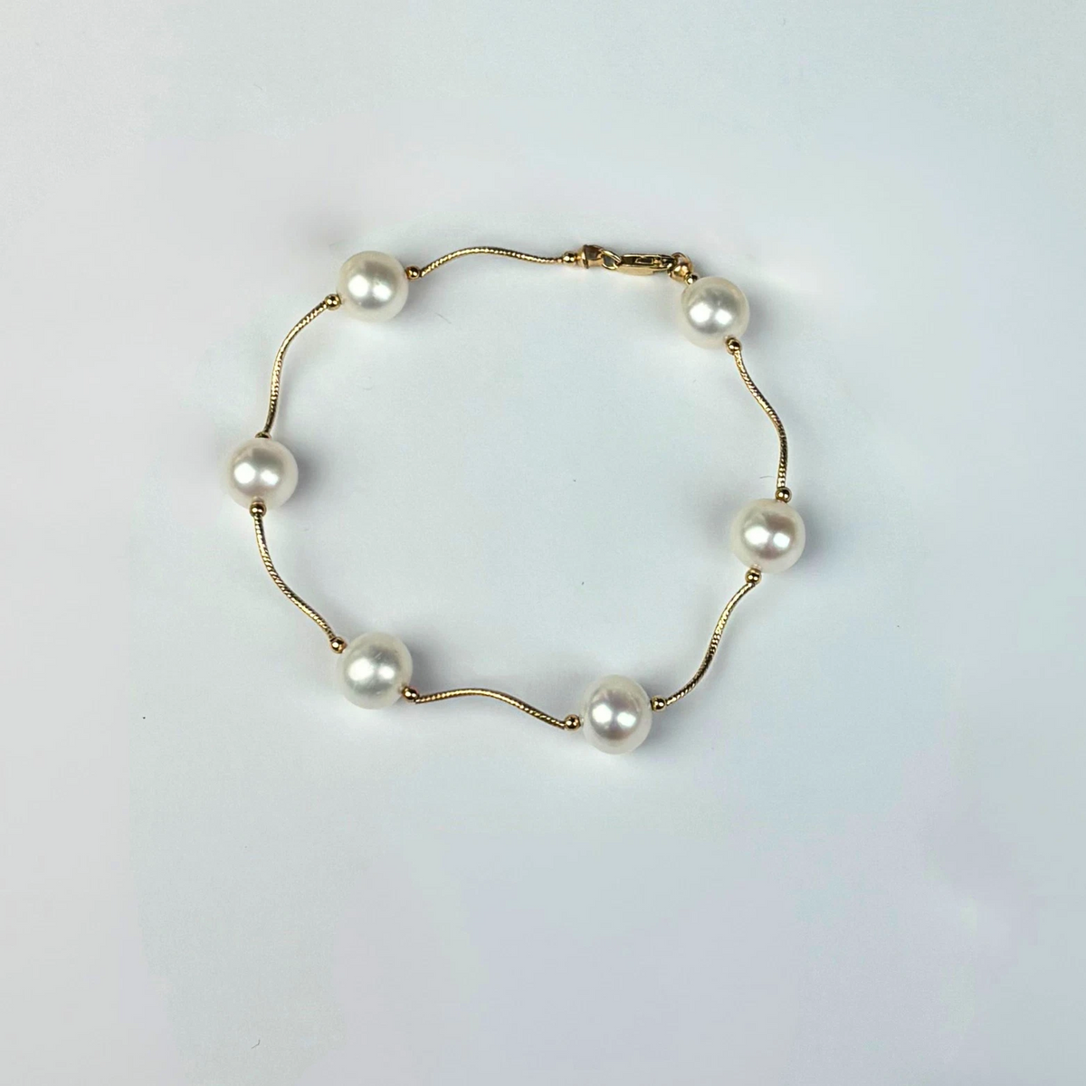 14K Yellow Gold Beautiful Pearl Freshwater Bracelets for Women