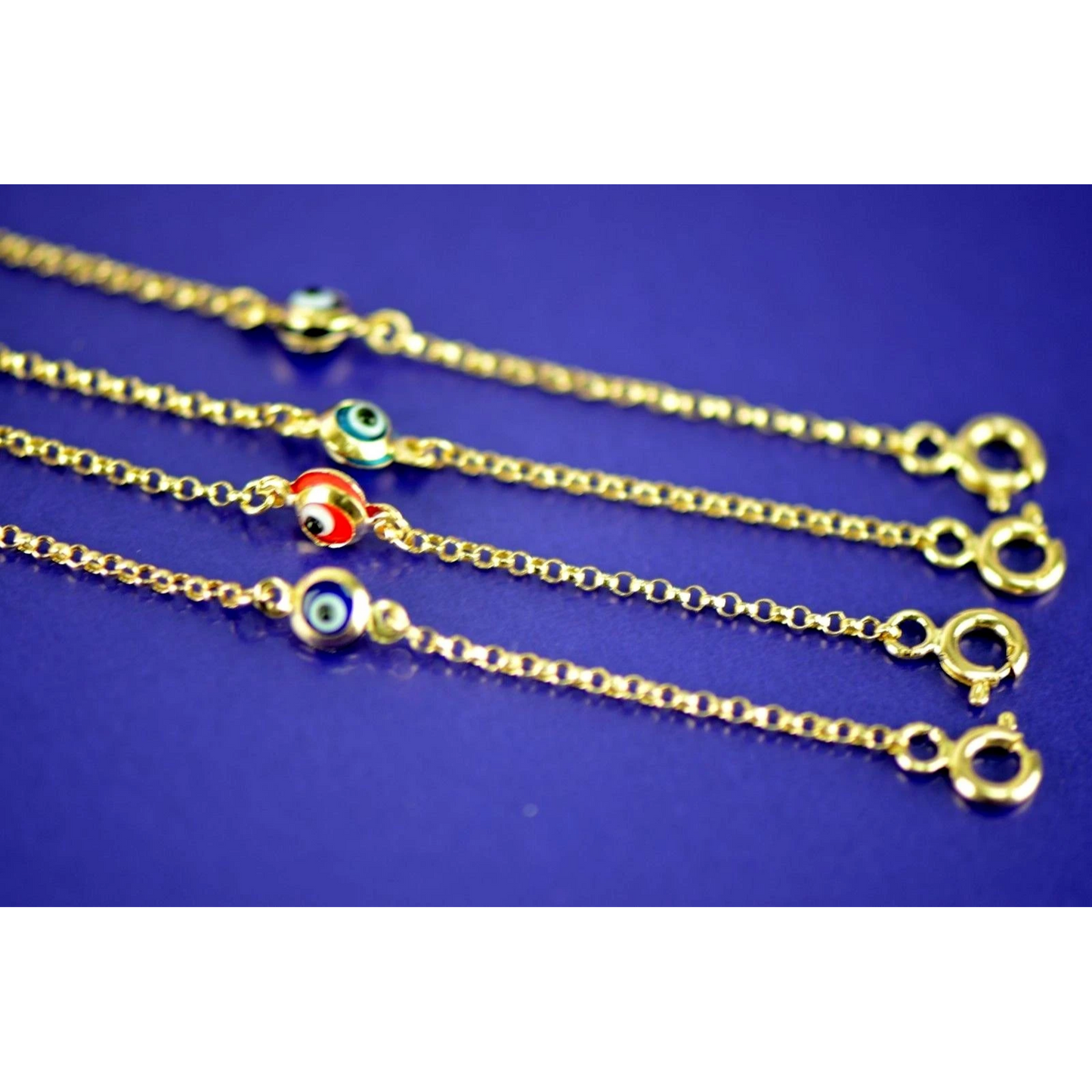 14k Yellow Gold Evil Eye Bracelet