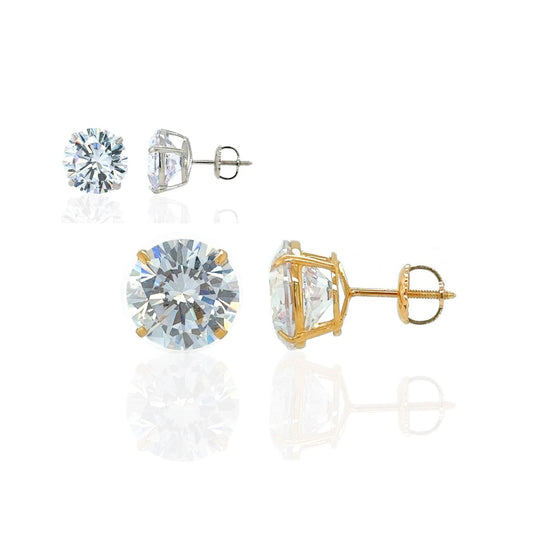 Gold 14K GRA Certified D-VVS1 Round Moissanite Screw Back Studs Earrings