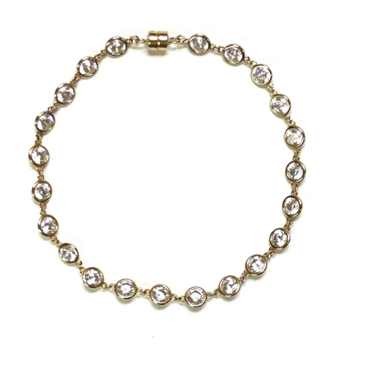 14k Yellow Gold CZ Bracelet with Magnet Lock