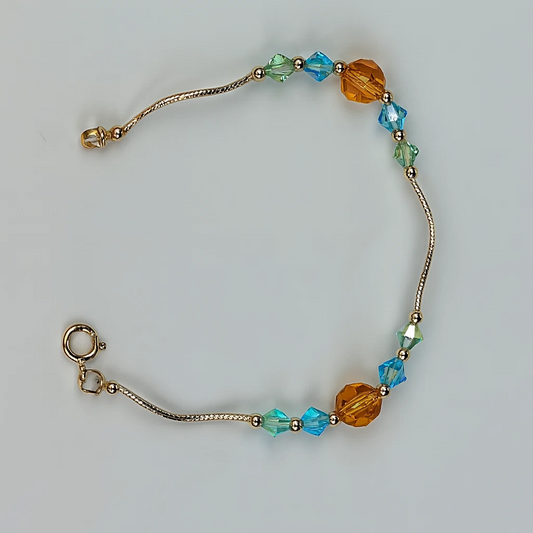 14K Yellow Gold Crystals Elegant Bracelet Kids Baby Girls & Boy