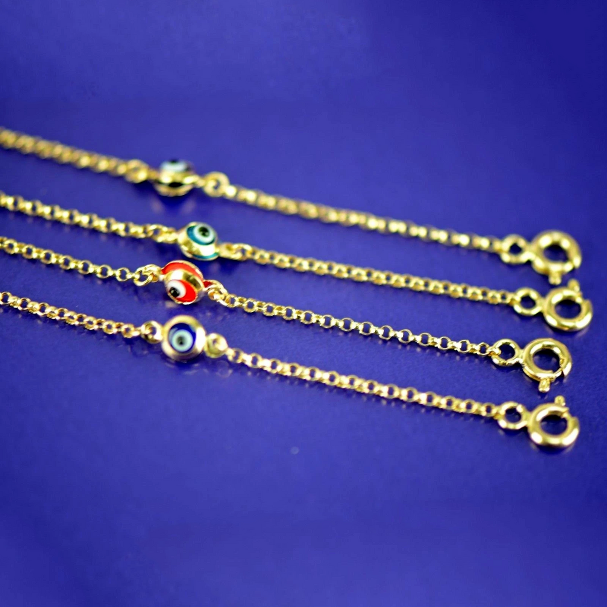 14k Yellow Gold Evil Eye Bracelet