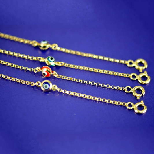 14k Yellow Gold Evil Eye Bracelet