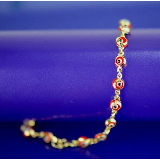 Yellow 14k Gold Evil Eye Bracelet