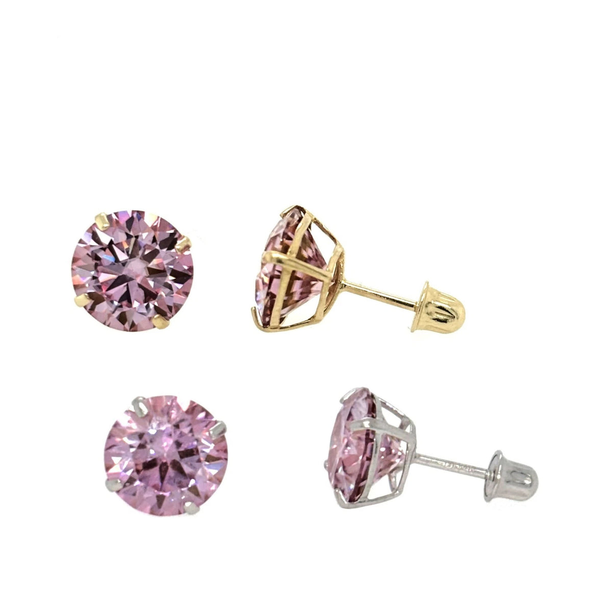 Gold 14K GRA Certified D-VVS1 Round Moissanite Screw Back Studs Earrings